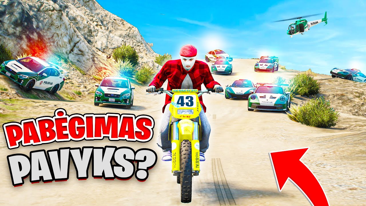 BĖGAU NUO POLICIJOS SU MOTOCIKLU ?!  GTA ROLEPLAY LIETUVIŠKAI (PurityRP)