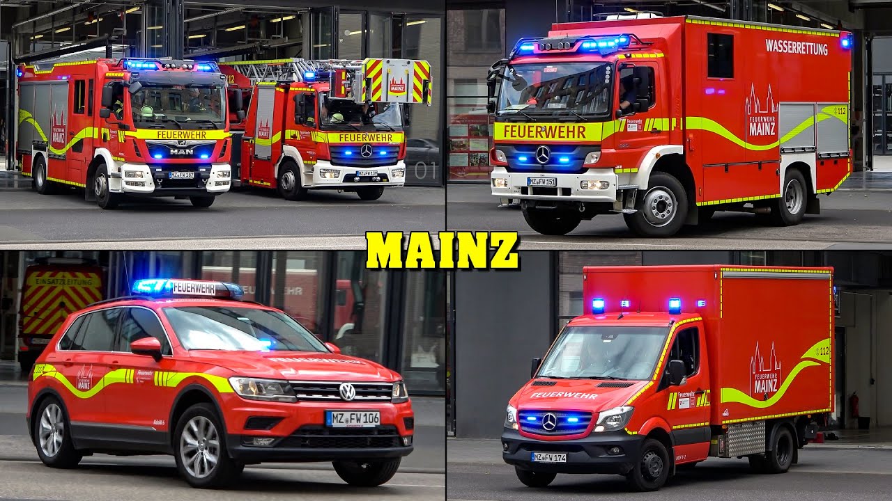 [PERSON im RHEIN] - Feuerwehr MAINZ: Einsatzfahrten zu 4 Alarmen | Einsatzreicher Nachmittag BF & FF