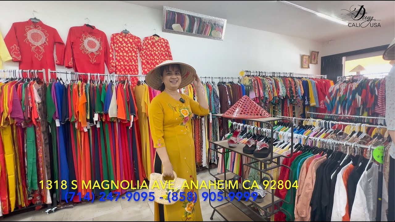 Видеоблог 310: ВЫШИТЫЕ МОДЕЛИ AO DAI В МАГАЗИНЕ DUNG #dungcaliusa #aodai