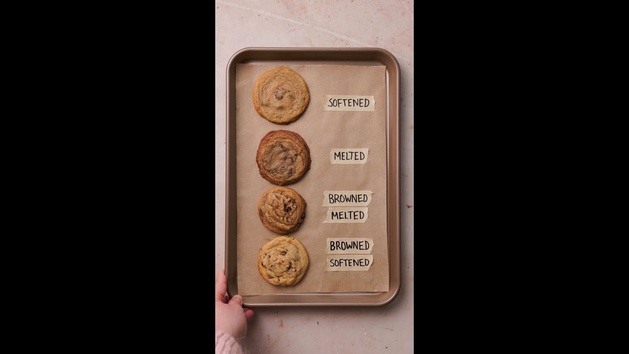 How softened butter, melted butter, and browned butter affect chocolate chip cookies