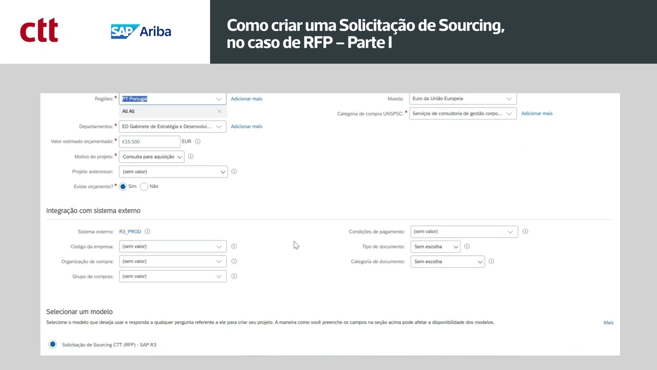 Pergunta 6 - Como criar uma solicitação de sourcing no caso de RFP (Parte I)