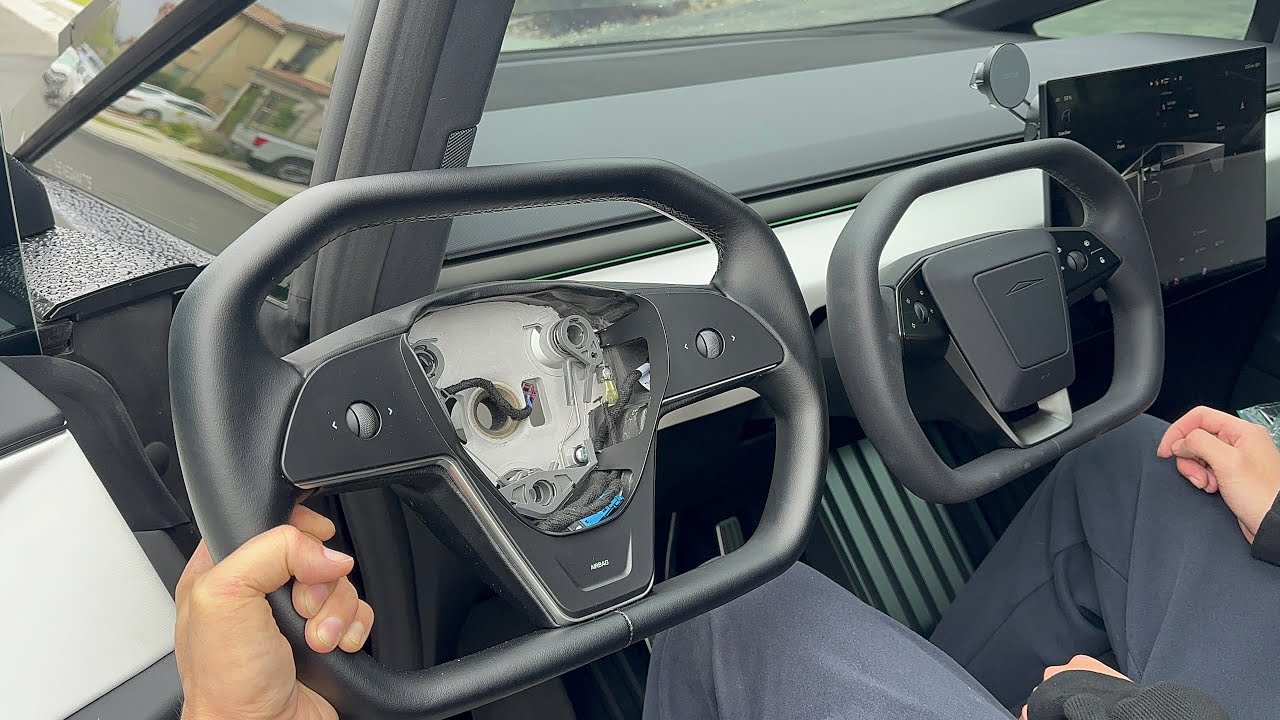 Tesla Model Y / 3 with Cybertruck Steering Wheel!