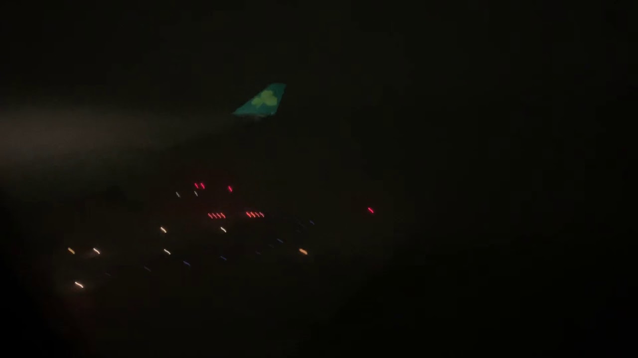 A330-200 SNOWSTORM Landing at Boston/Logan - Night - Aer Lingus