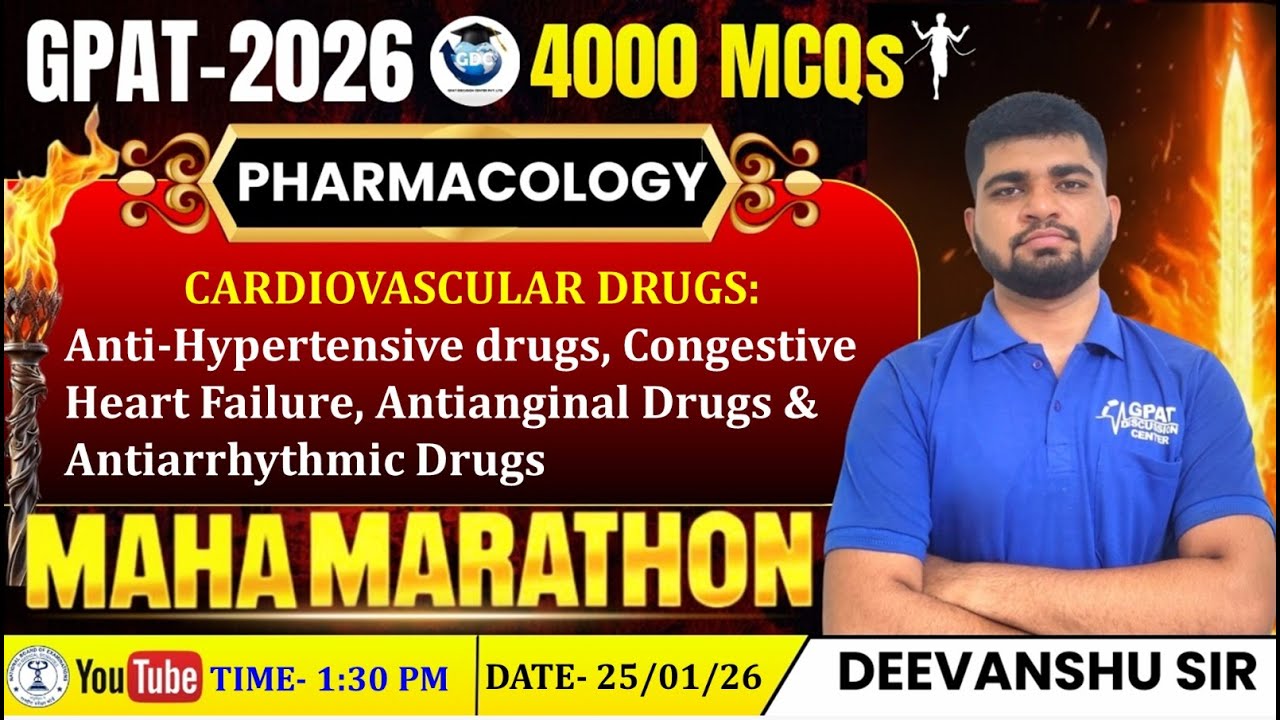 GPAT-2026 | 4000 MCQs MAHA MARATHON🏃‍♂️C- 29 | PHARMACOLOGY: Cardiovascular Drugs- Antihypertensive,