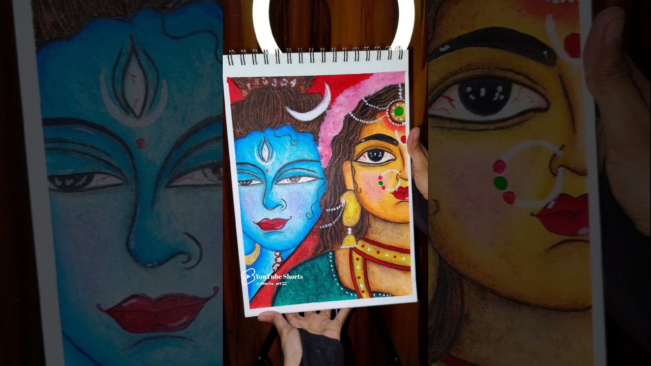 Shiv Parvati Ji Mahashivratri Drawing 🧿🌸😍  #shorts #art #trending #shortsfeed #shivratri