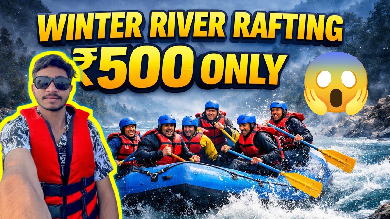 18 km River Rafting in rishikesh only - 500₹ | River rafting in winters 🥶 😱🥶 | 