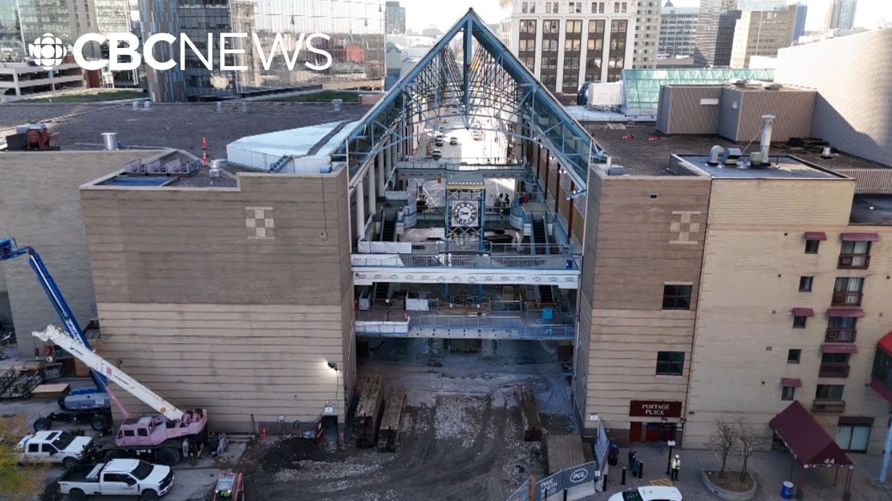 Съемка с дрона строительства Portage Place, октябрь 2025 г. | CBC DRONE TEAM представляет