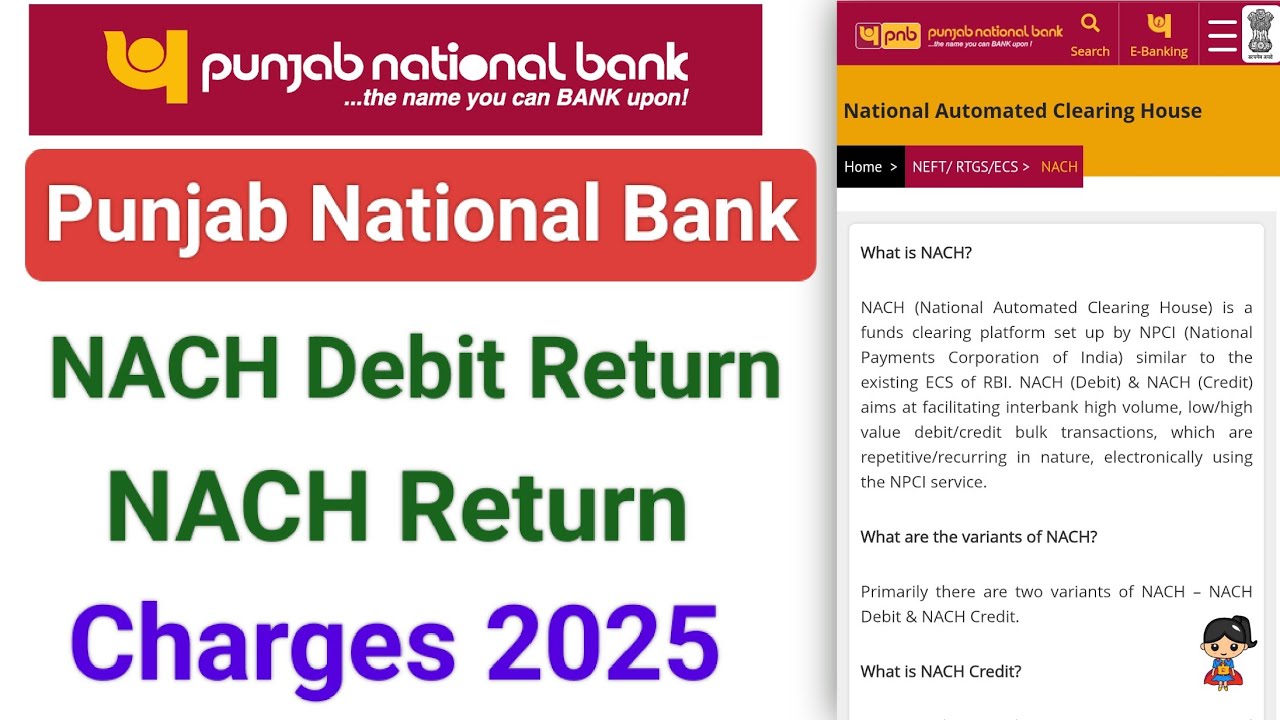 Pnb Nach return charges 2025 | Punjab national bank nach return charges | Nach returning charges pnb