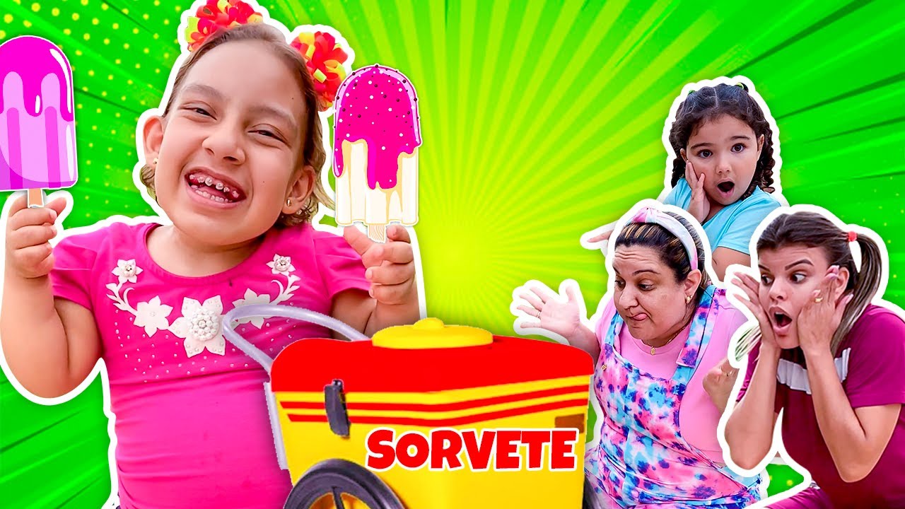 Maria Clara finge brincar de vender PICOLÉ (Pretend Play Selling Ice Cream) - MC Divertida