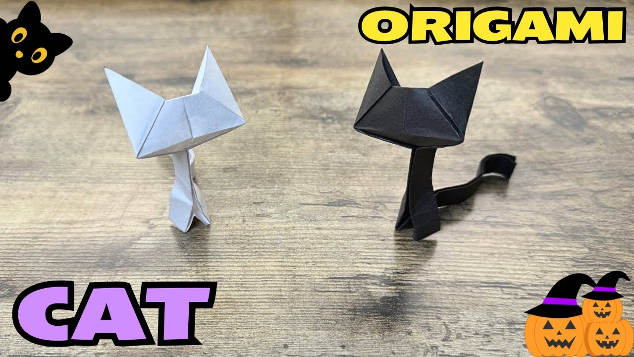 ORIGAMI BLACK CAT SPOOKY HALLOWEEN TUTORIAL | DIY ORIGAMI HALLOWEEN CAT STEP BY STEP EASY TUTORIAL