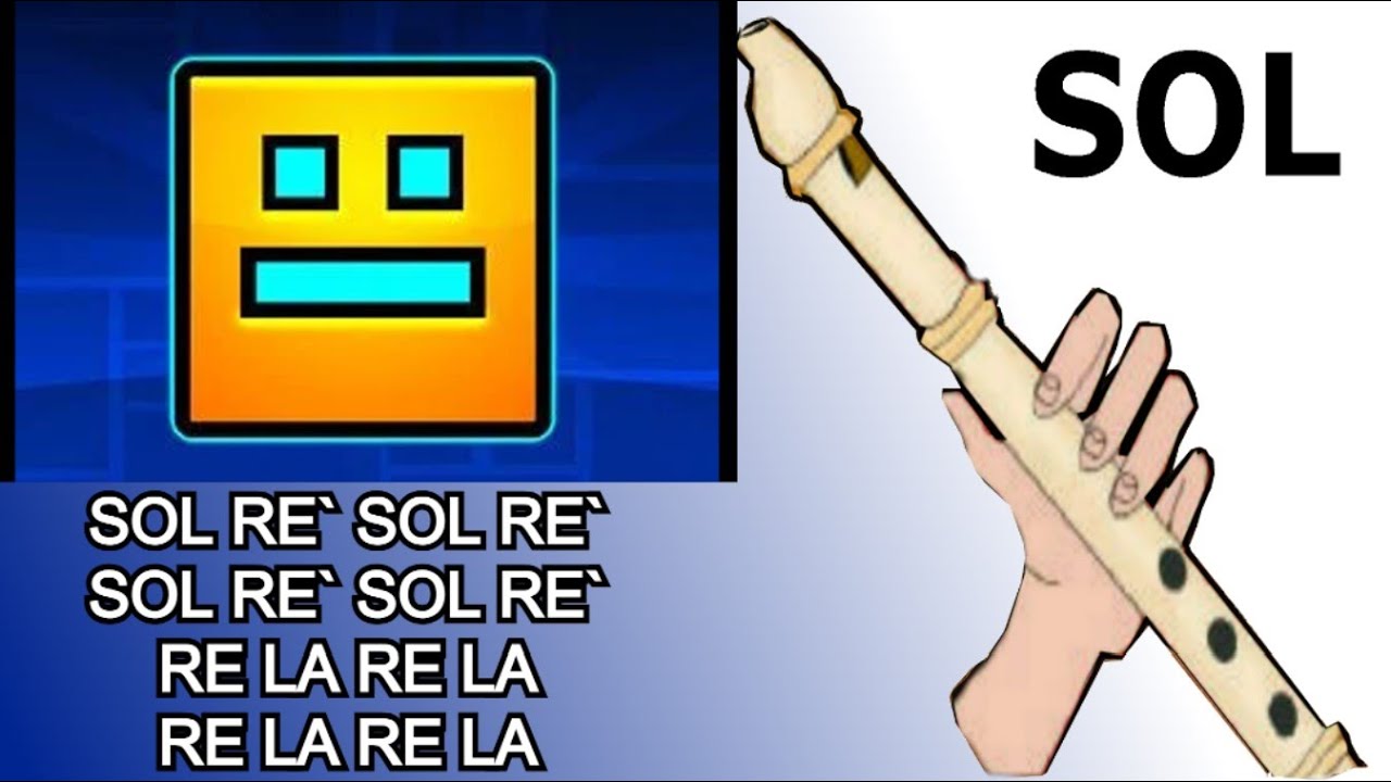Stereo Madness | Geometry Dash, flauta dulce f&aacute;cil, tutorial con animaci&oacute;n, easy flute recorder
