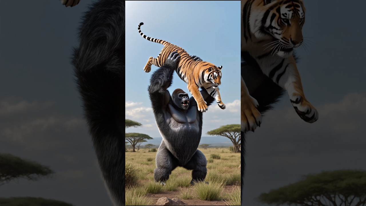 Tiger vs Gorilla: A Father&rsquo;s Wild Rescue Mission! 🐯🦍 #GorillaAttack #TigerAttack
