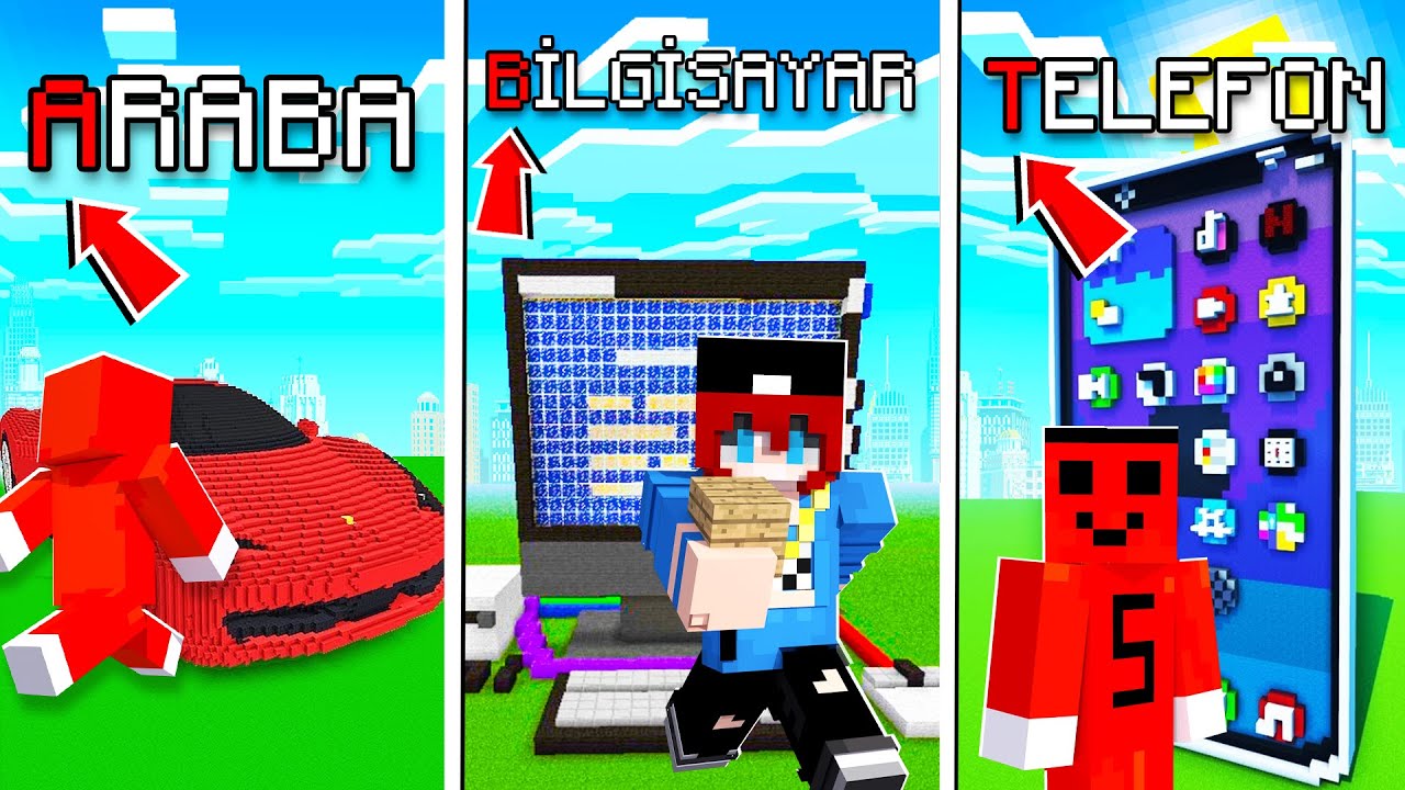 ALFABETİK SIRAYLA YAPI KAPIŞMASI !! - Minecraft