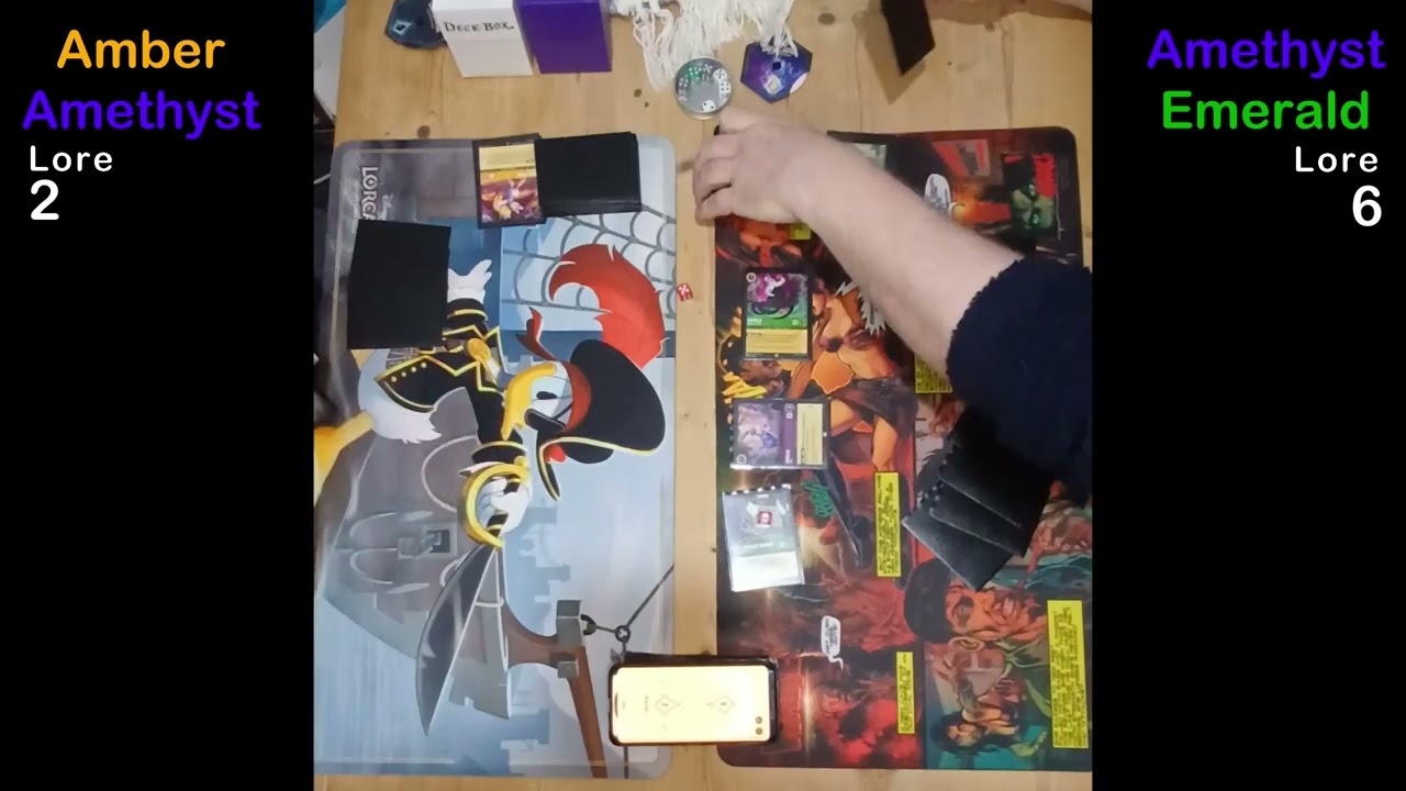 Disney Lorcana Gameplay, Amethyst Emerald vs Amber Amethyst set 6