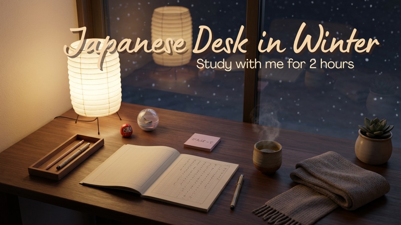 Winter Study Vibes: Learn Japanese POV | 2-Hour Cozy Desk Ambience #CozyStudy #WinterVibes