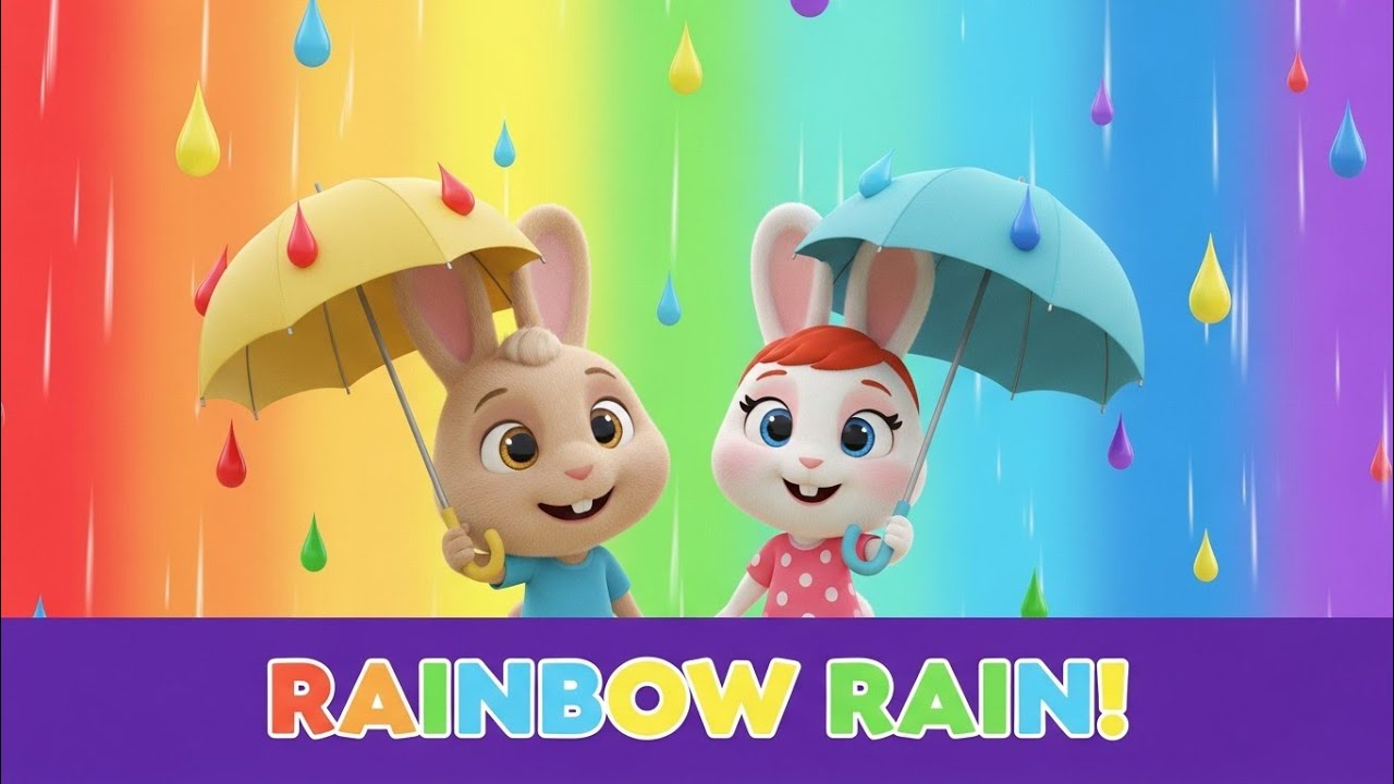 🌈☔ Rainbow Rain Colors for Kids | Bunny Cartoon /Rabbit kids tv
