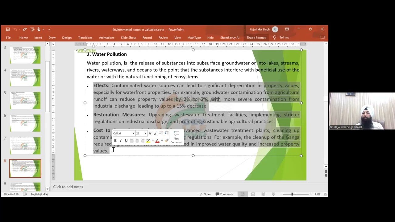 ENVIRONMENTAL ISSUES IN VALUATION FOR IBBI VALUATION EXAMINATION
