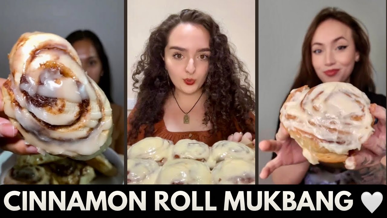 Cinnamon Roll Mukbang Compilation 🤎🤍| Soft, Sticky & Satisfying #tiktok #mukbang #yum 