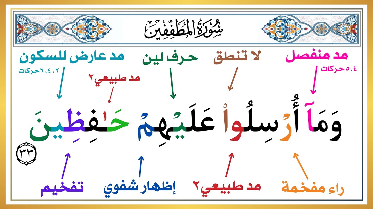 أسهل طريقة لمعرفة أحكام التجويد | سورة البروج بأحكام من الآية ( ٣٣ : هـ ) مع مراعاة المدود ✅️❗️