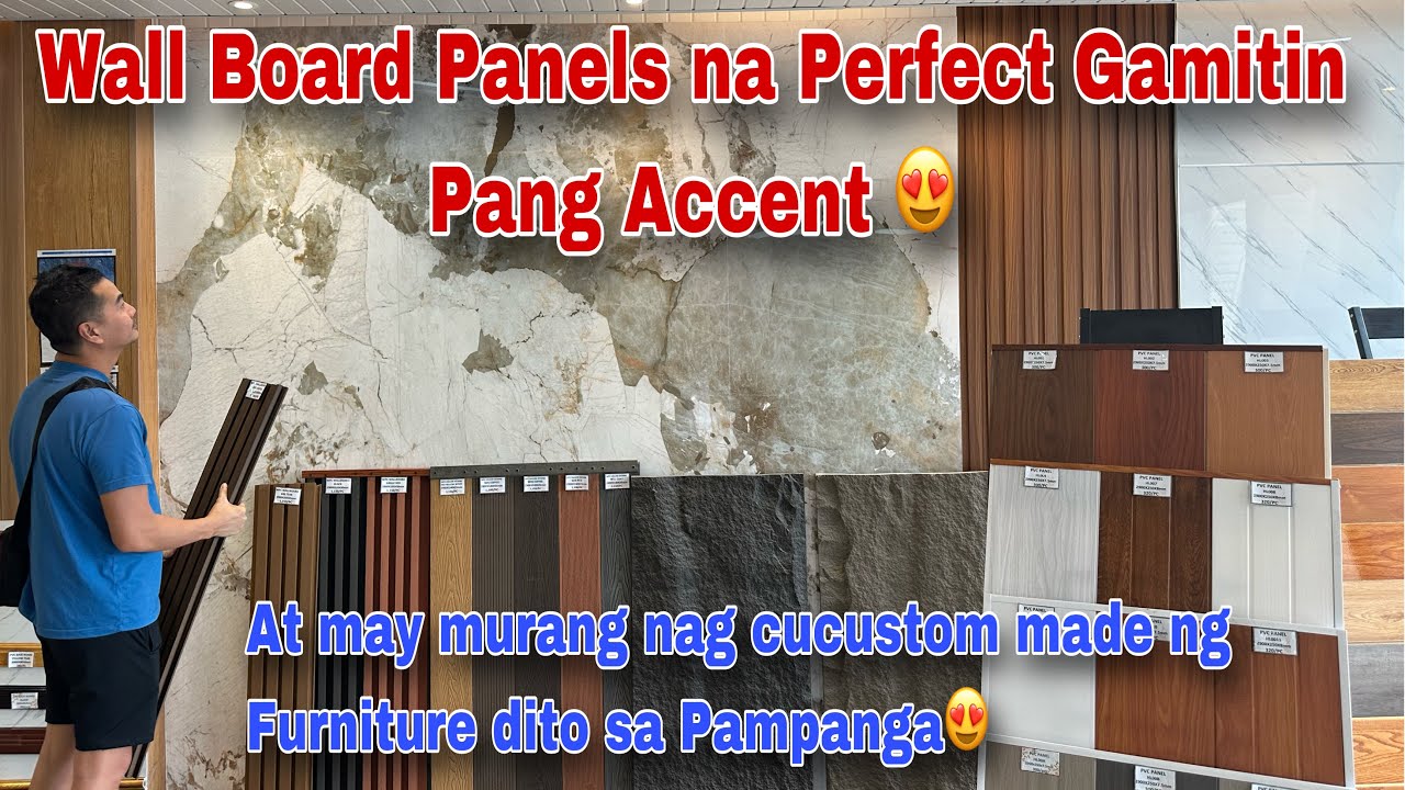 Mga materyales na pang sa Accent wall gaya ng UV board  PU stone at murang pagawaan ng mga Furniture