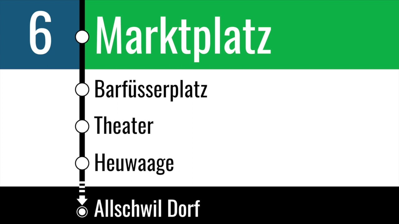 BVB Ansagen -  Riehen Grenze – Badischer Bahnhof – Barfüsserplatz – Bahnhof SBB – Allschwil Dorf
