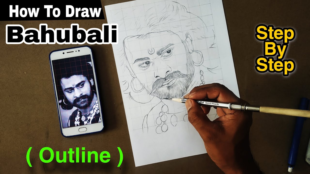 Drawing Bahubali ( PRABHAS ) realistic sketch || Pencil Drawing  ( Outline )