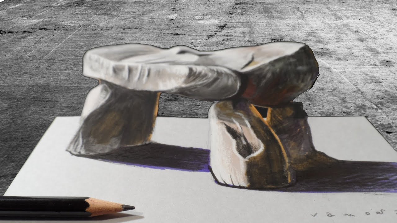 STONE ILLUSION - How to Draw 3D Dolmen - Trick Art on Paper