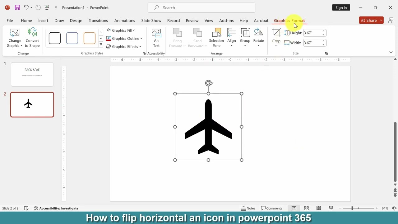 How to flip horizontal an icon in PowerPoint 365