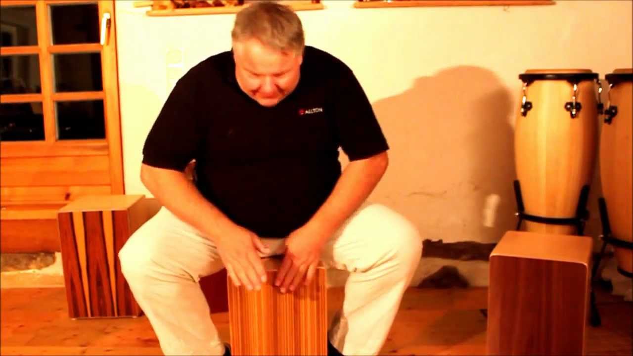 Cajon-session mit Lemmi Allton Cajon mit Nu&szlig;baum und Zebrano Schlagfl&auml;che