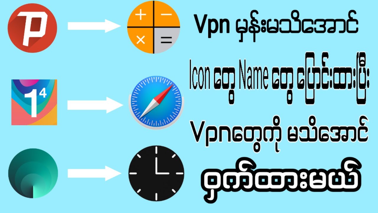 VPN မှန်းမသိအောင် Icon တွေ Name တွေ ပြောင်းပြီး VPN မှန်း မသိအောင် ဝှက်ထားမယ်