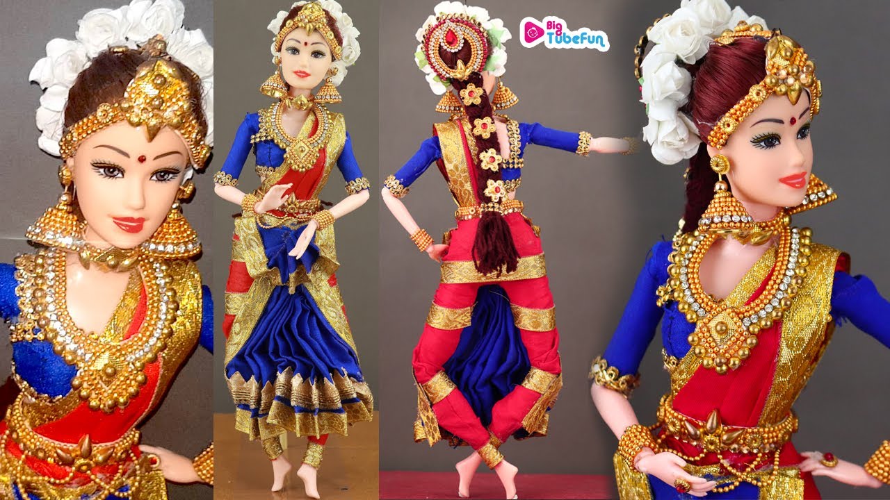 South Indian Barbie Doll Making/DIY/Classical Dancer/How to make Bharatnatyam Dancing Barbie Doll