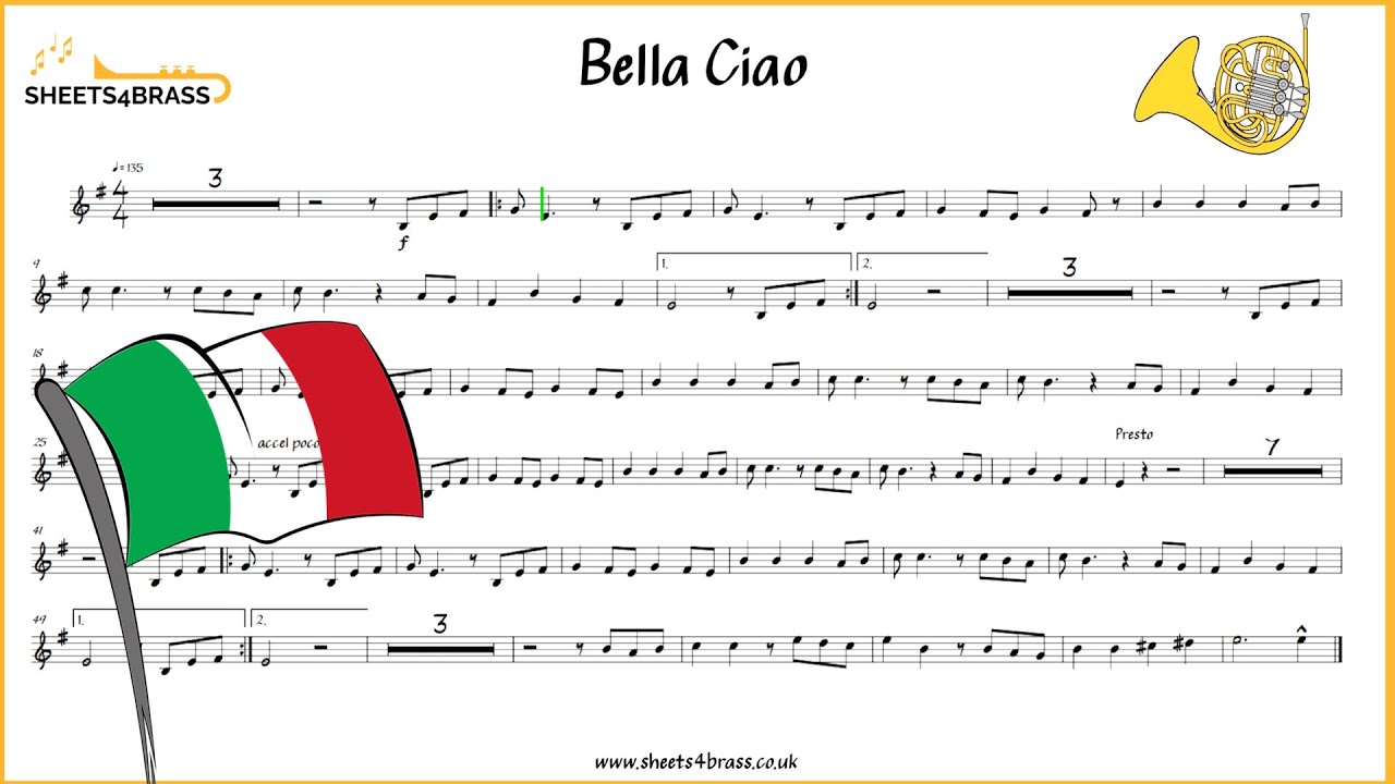Bella Ciao - Trumpet Solo with Sheet Music and Play Along