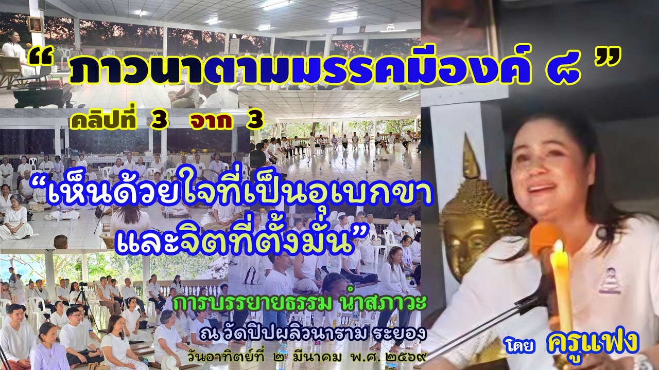 EP 23 /มี.ค.69 คลิปที่ 3 จาก 3 ภาวนาตามมรรคมีองค์ 8  โดย ครูแฟง ณ วัดปิปผลิวนาราม ระยอง