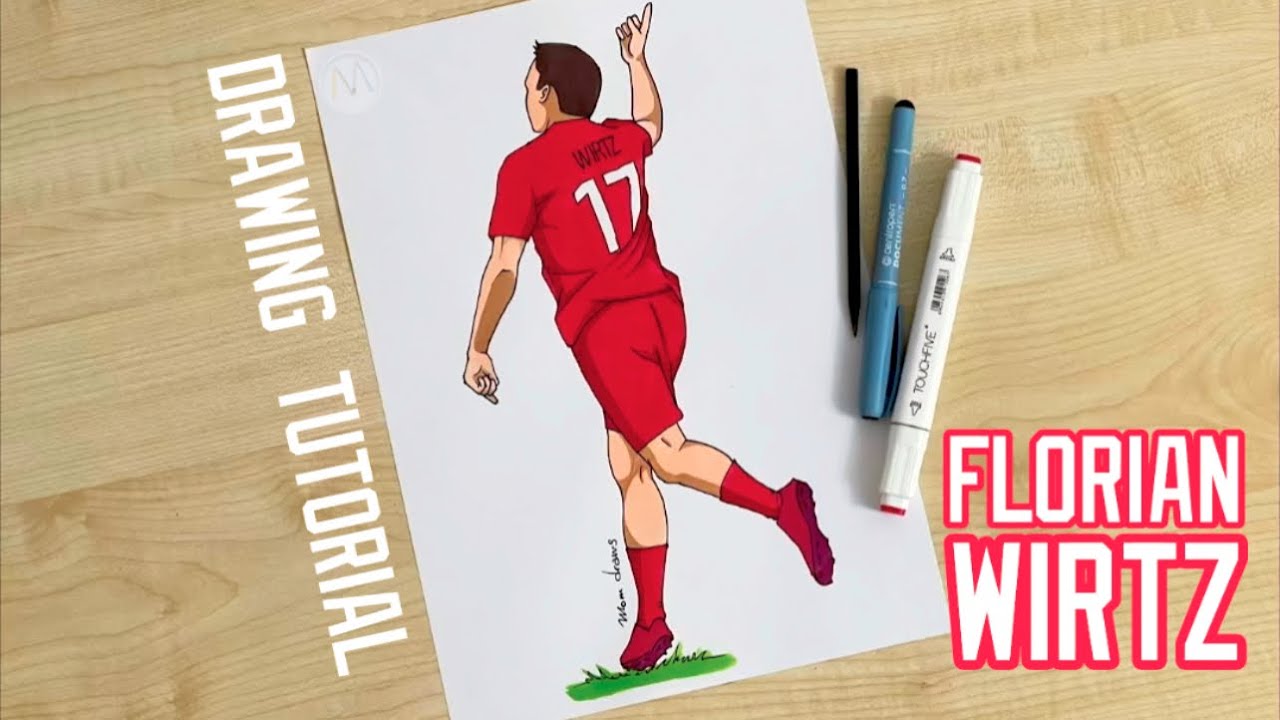How to draw Florian Wirtz / How to draw Liverpool soccer players