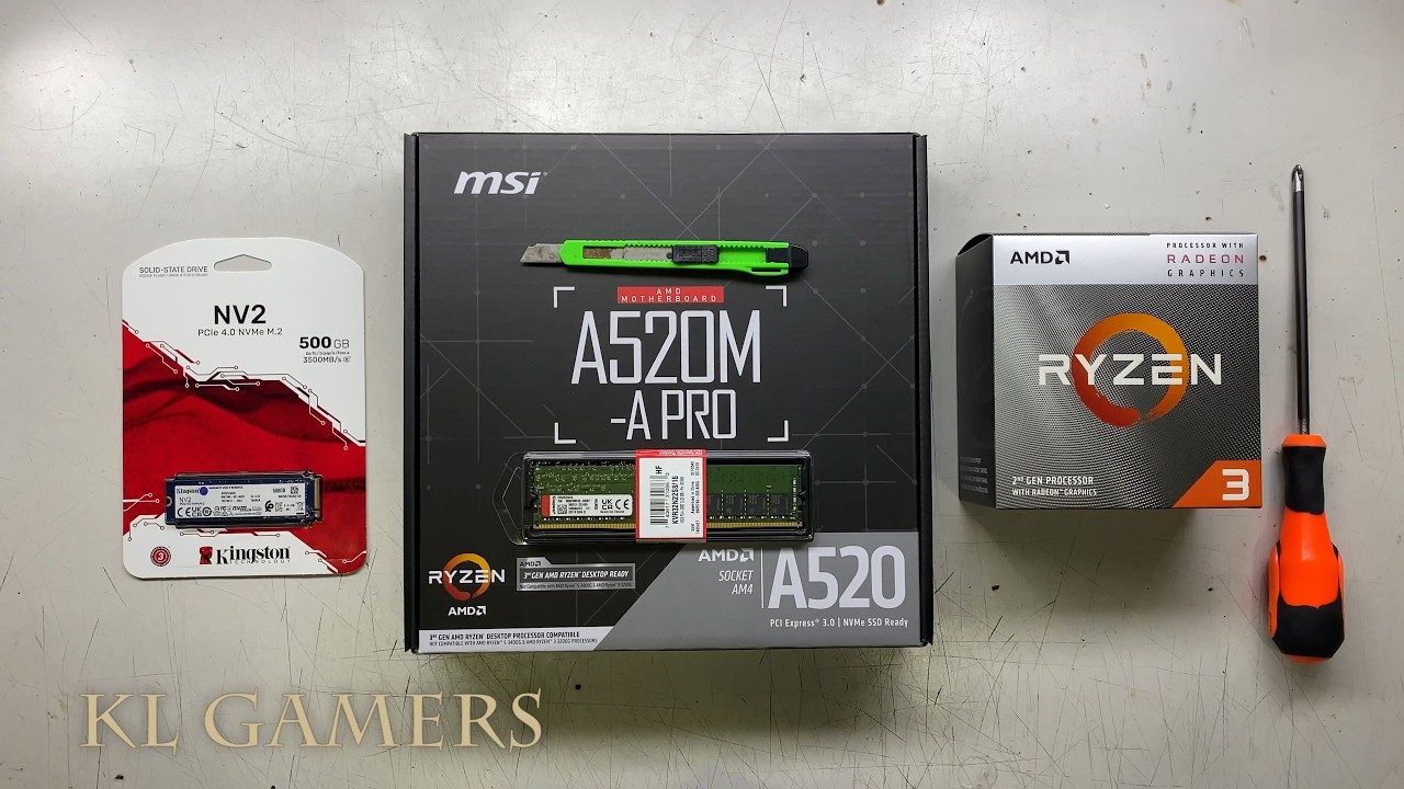 AMD Ryzen 3 3200G msi A520M-A PRO Kingston NV2 SSD Office Desktop PC Build