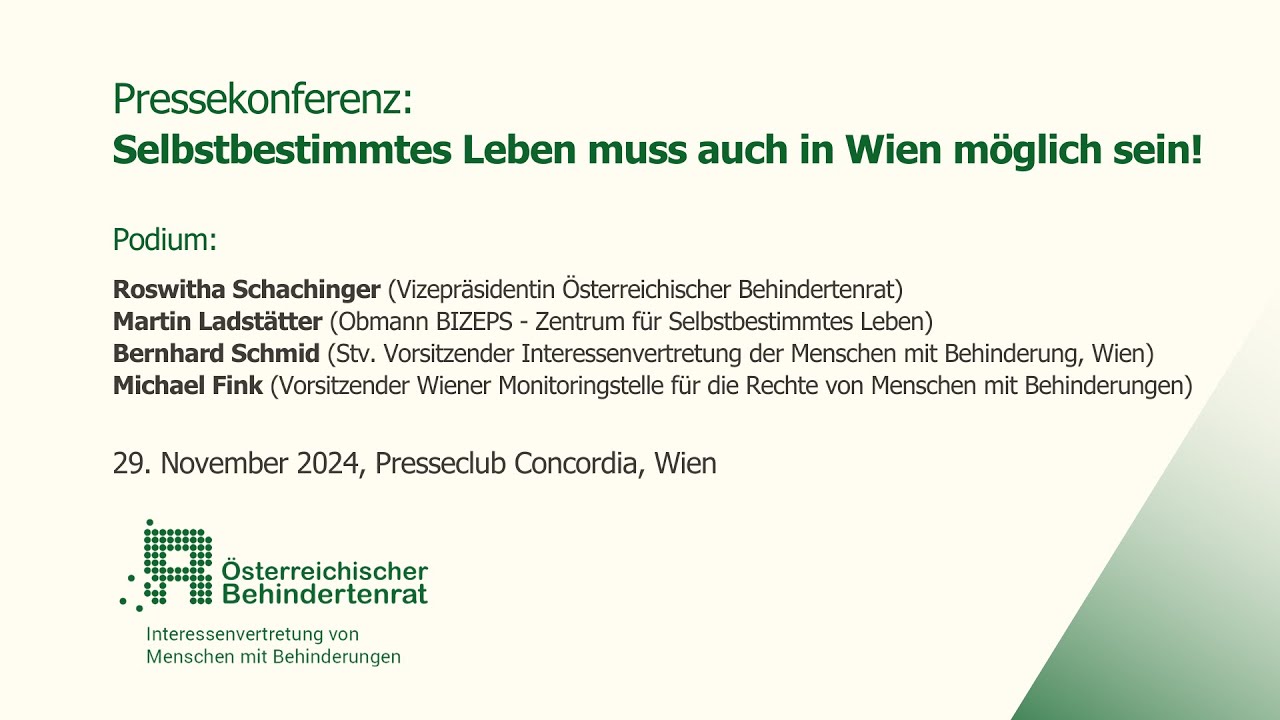Pressekonferenz: Selbstbestimmtes Leben muss auch in Wien möglich sein!