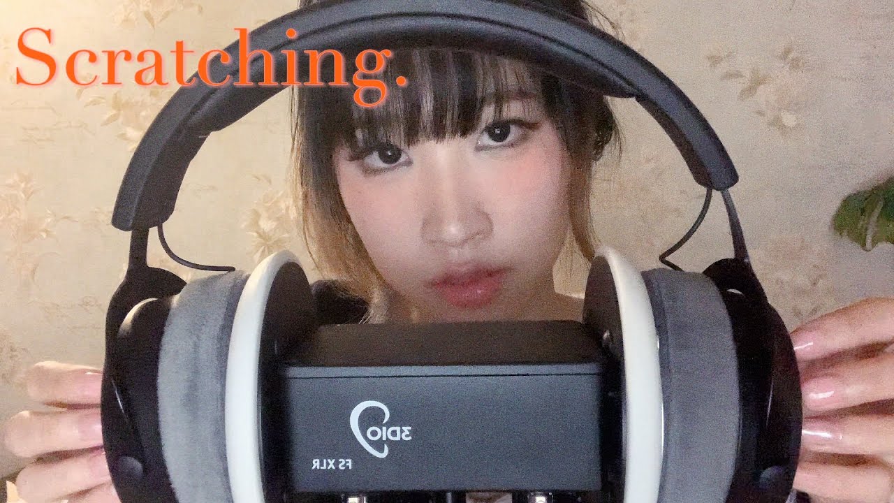 ASMR tingly Scratching plastic headphones and fluffy headphones over your ears✨