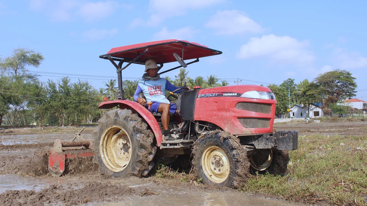 TRAKTOR SAWAH RODA EMPAT YANMAR EF 393T MEMBAJAK LAHAN DENGAN CEPAT SEKALI