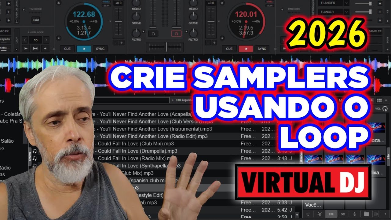 Crie seus SAMPLERS com a função LOOP do Virtual dj 2026