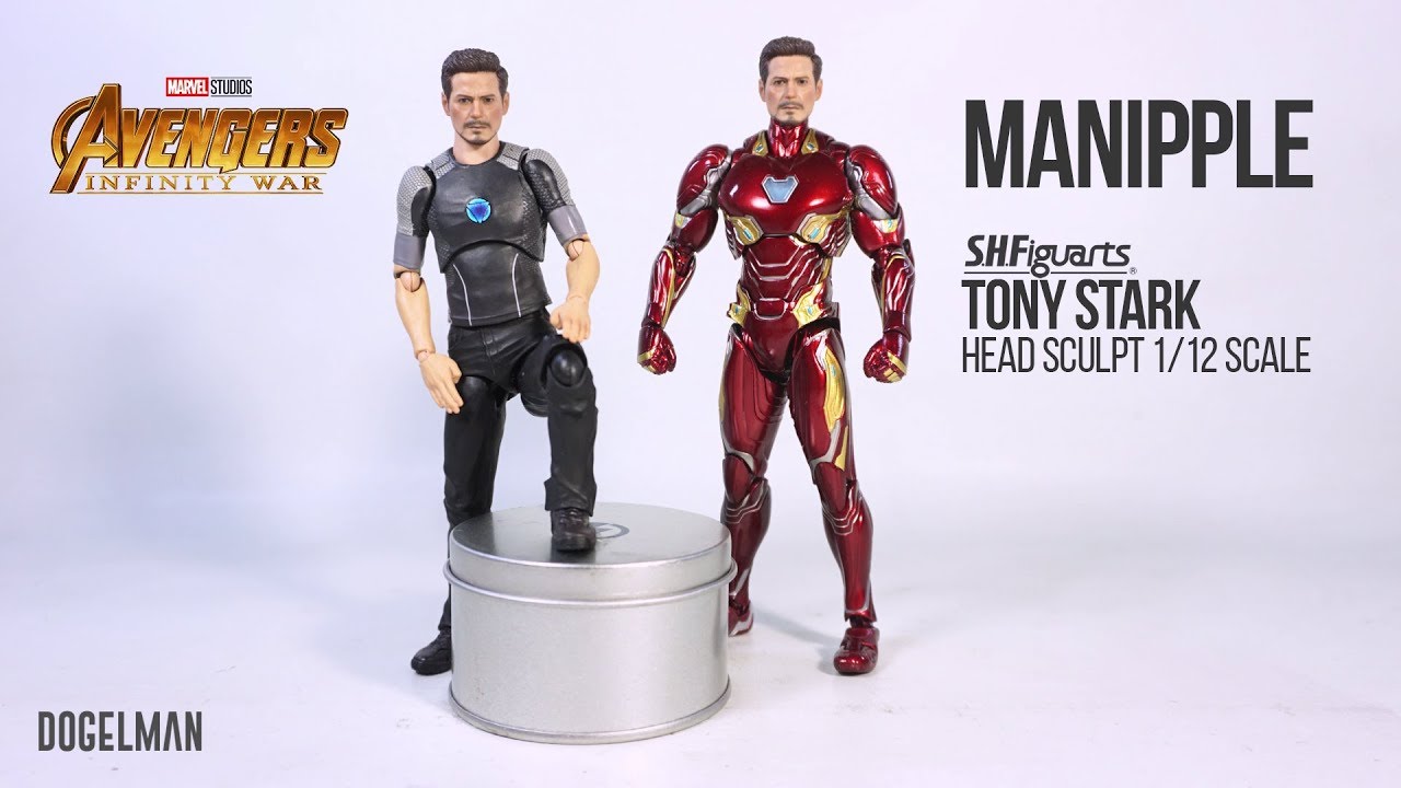 MANIPPLE TONY STARK IRON MAN HEADSCULPT 1/12 SCALE FOR S. H. FIGUARTS, MARVEL LEGENDS
