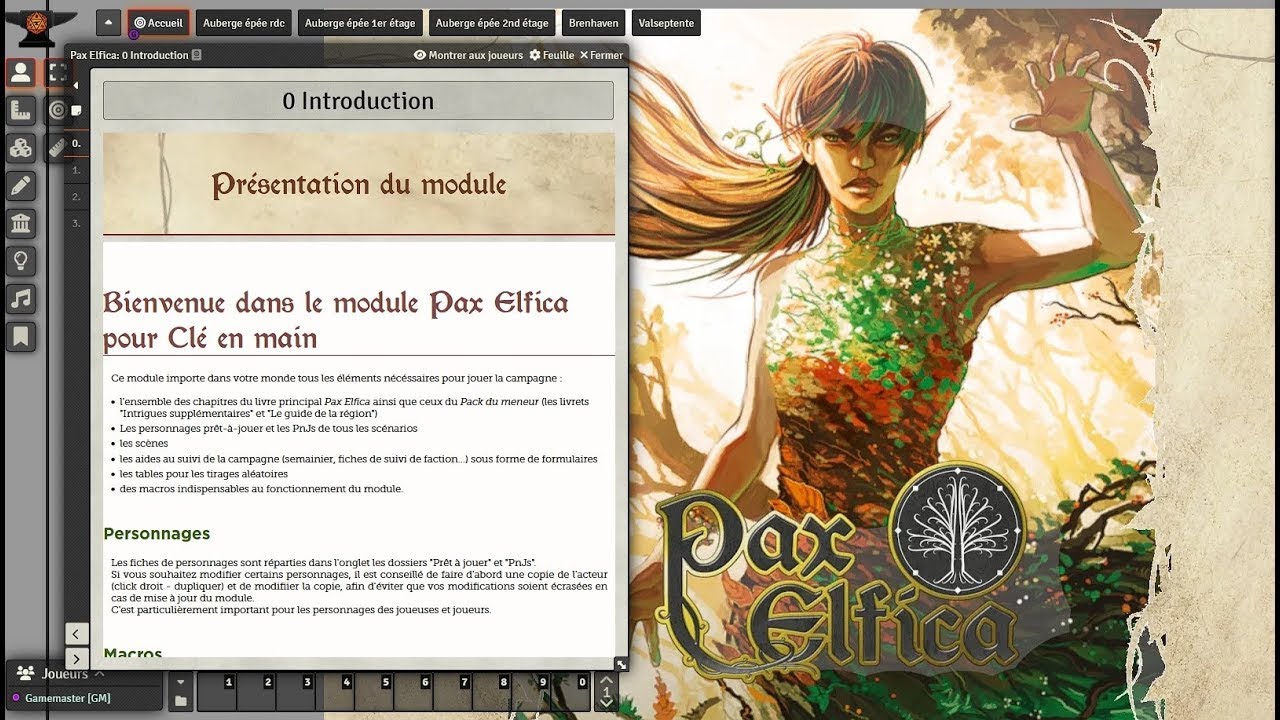 Présentation du module Pax Elfica pour Foundry VTT.