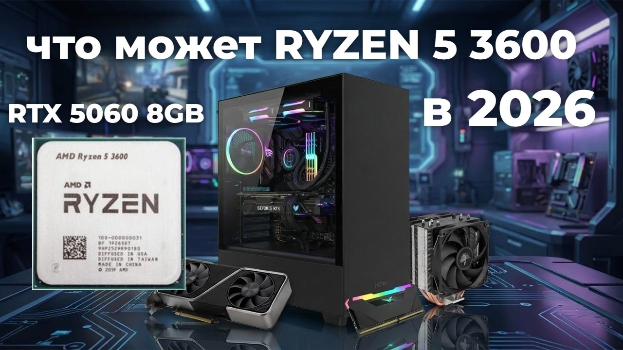 RYZEN 5 3600 В 2026 году - RTX 5060 8GB, 32mb L3 CACHE, тесты в конце в 1440p - AM4
