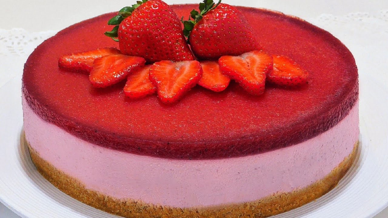 CHEESECAKE DE FRESA SIN HORNO RICO Y FACIL