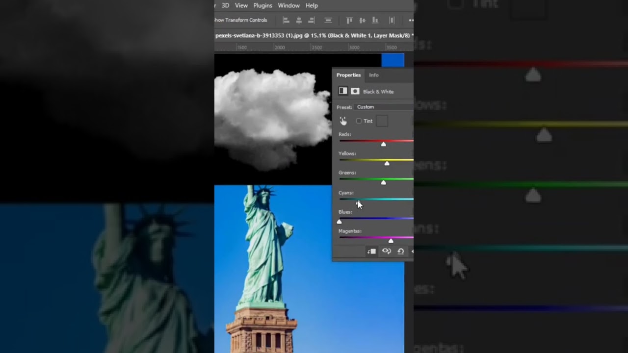 Remove Cloud Black Background Photo Editing Photoshop Tutorial Shorts