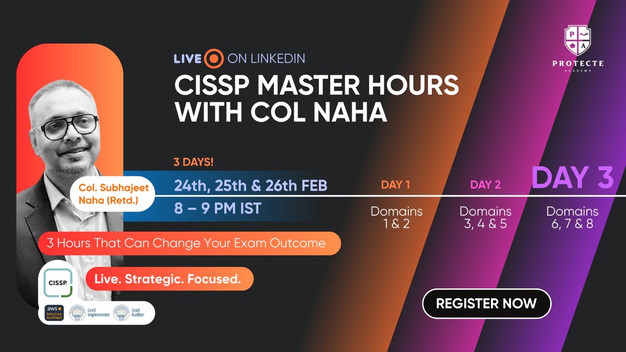 CISSP Master Hours: Day 3 | Domains 6, 7 & 8 with Col. Subhajeet Naha
