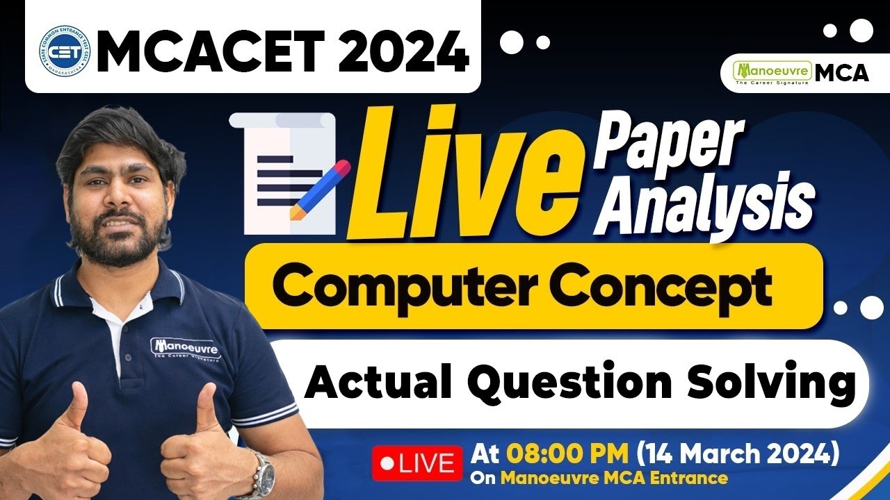 MAH MCA CET 2024 - Live Computer Paper Analysis | Actual Question Solving #mahmcacet2024
