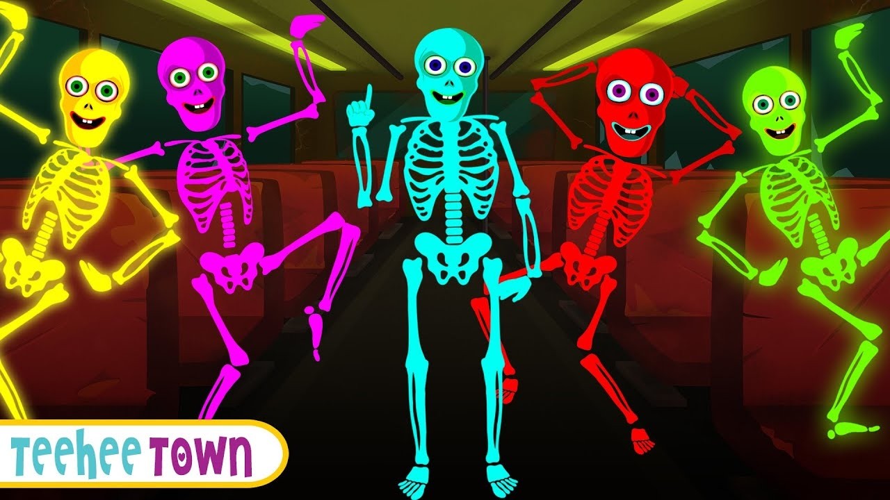 🔴 Wheels On The Bus With Five Skeletons | Spooky Scary Skeletons Songs By Teehee Town