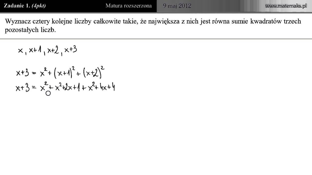 Matura rozszerzona z matematyki - 9 maja 2012 - zadanie 1