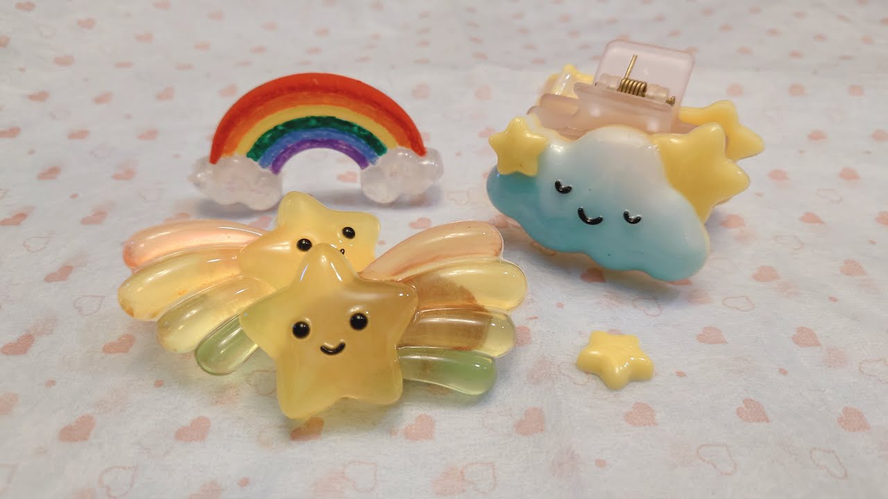 Sophie and Toffee Elves Box July 2024 – Kawaii Clouds, Stars, & Rainbow Hair Clips