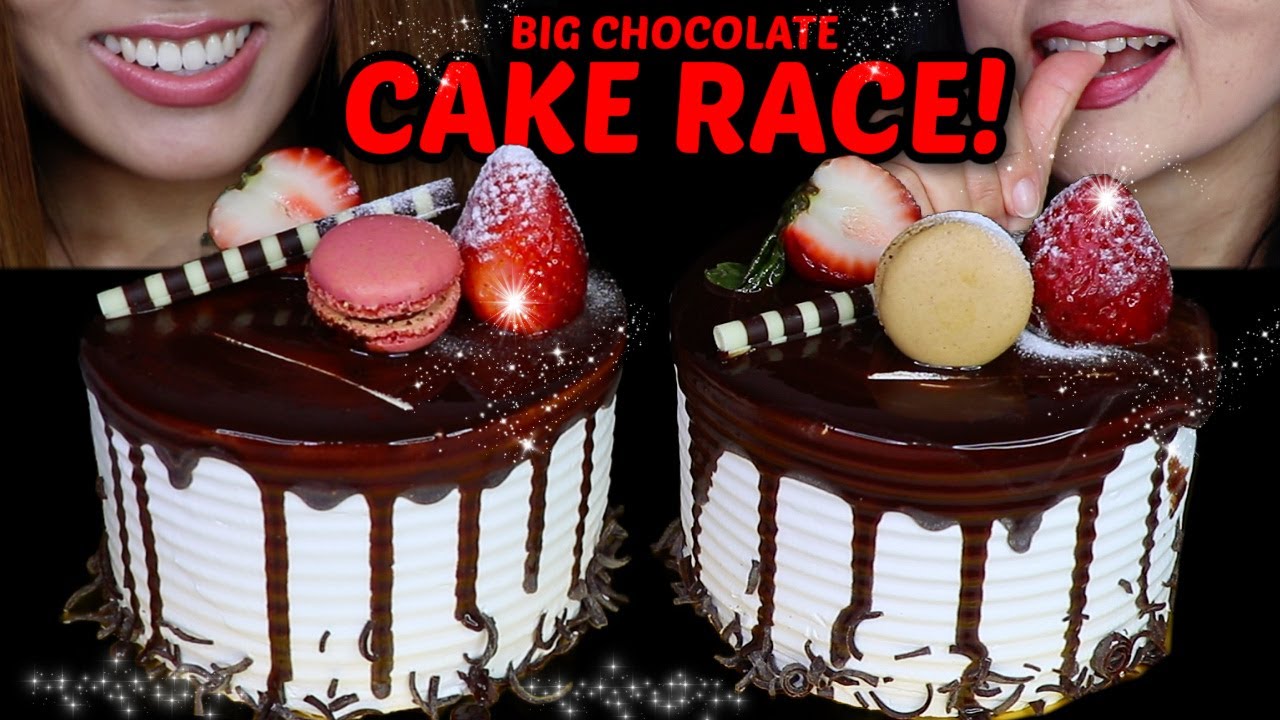 ASMR BIG CHOCOLATE CAKE RACE! *big bites* BEHIND THE SCENES vlog cooking spicy tteokbokki noodles 먹방